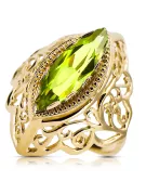 Joyería vintage Anillo Peridoto amarillo Oro amarillo de 14 quilates vrc017y